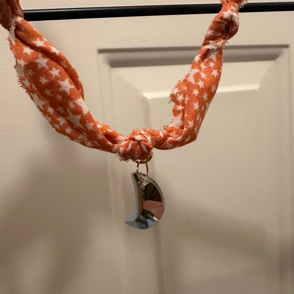 Handmade Boho Fabric Necklace with Moon Charm - Picture 7 of 7